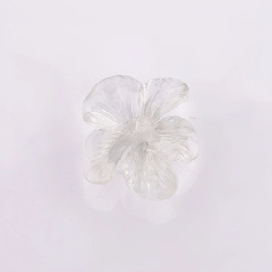 Detailed close-up of a clear 3D resin flower accessory for DIY jewelry and phone cases