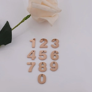 Polished rose gold stainless steel 0-9 number pendants for DIY jewelry making