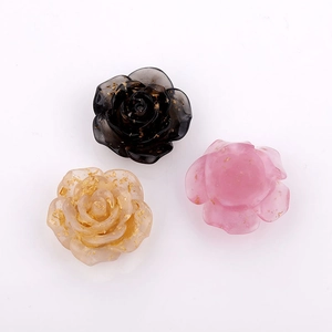 22mm resin rose charms with gold foil in black, gold, and pink colors for DIY jewelry making