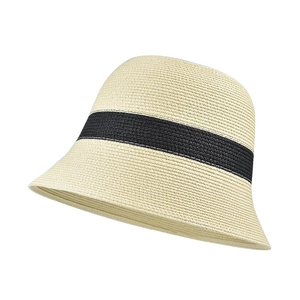 Women Summer Straw Bucket Hat Sun Protection Foldable Breathable Woven Fisherman Hat With Contrast Ribbon Beach Sun Shade Wide Brim Hats