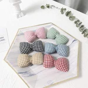Lot de six nœuds en tissu à carreaux colorés pour pinces à cheveux et projets DIY