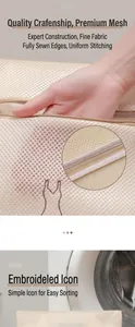 Gros plan du filet à linge épais avec broderie fine et coutures renforcées de qualité