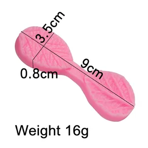 Pink silicone leaf vein mold for DIY fondant and chocolate baking with dimensions
