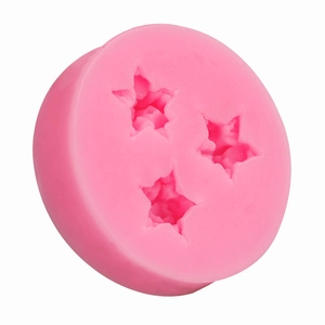 Pink silicone star-shaped 3-cavity flower mold for DIY baking and handmade crafts