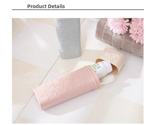 Detail of portable plastic toothbrush cases with floral carving and split lids