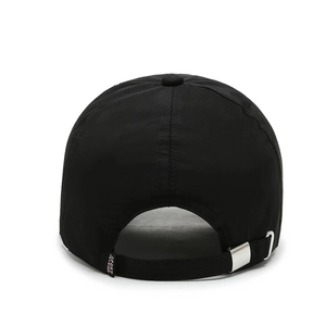 Breathable black quick-dry sun hat with adjustable metal buckle and sport logo