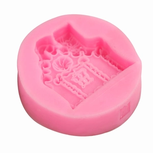 Pink castle house silicone fondant mold for DIY cake decorating and soap making projects