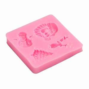 Roze kerst siliconen mal met kerstman, boom en sneeuwpop voor DIY bakken en decoreren