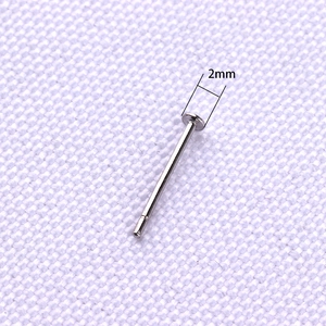 Macro shot of 2mm silver-tone S925 sterling silver flat head earring pins for DIY jewelry