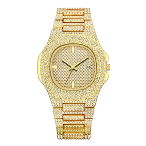 Orologio Da Donna Al Quarzo Iced Out Strass Lega Orologio Da Polso Analogico Con Calendario Moda Lusso
