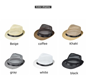 Comprehensive color selection of classic men's summer breathable mesh straw fedora sun hats