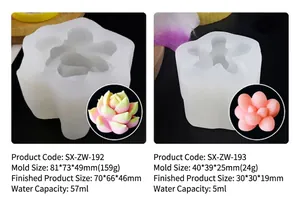 Dimensions et capacité détaillées des moules en silicone pour bougies succulentes