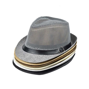 Classic breathable mesh linen fedora hats for men in multiple colors for summer sun protection