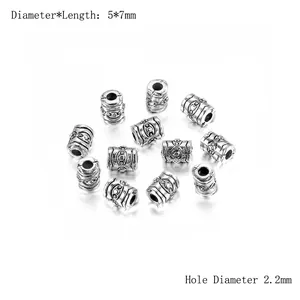 Détail de perles d'espacement argent antique 5x7mm avec trou de 2,2mm pour bijoux DIY