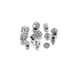 Perles d'espacement vintage en alliage argenté à grand trou pour colliers et bracelets DIY