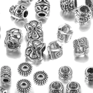 Perles d'espacement en alliage argenté antique avec motifs floraux pour bijoux DIY