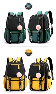Detail eines Oxford-Rucksacks mit Farbspleißen in Schwarz-Grün und Schwarz-Gelb Design