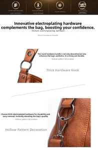 Detailaufnahme der braunen Ledertasche mit gunmetal Beschlägen und Federhaken