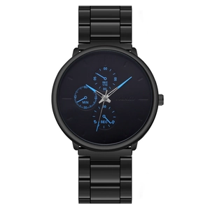 Men's Business Quartz Watch Metal Strap Fashion Wristwatch Analog Chronograph Look Folding Buckle Luxury Style