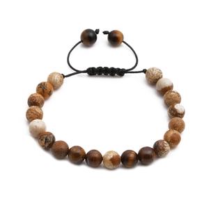 Bracciale di perline intrecciato a mano regolabile con diaspore e pietre occhio di tigre