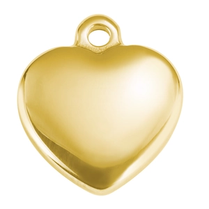 Close-up of a 14mm polished gold heart pendant crafted in premium stainless steel