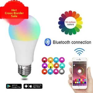 Detail showing smart E27 LED rocket bulb with 16 million colors and App remote control