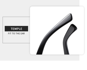 Detail view of ergonomic black sunglasses temples designed for a comfortable ear fit