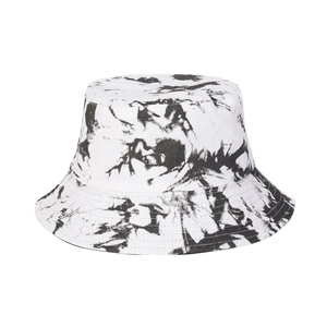 Unisex Anglerhut mit schwarz-weißem Batikmuster aus atmungsaktivem Canvas-Stoff