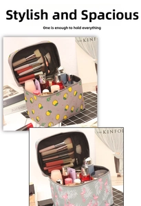 Waterproof travel cosmetic bag with double compartments for makeup brushes and skincare
