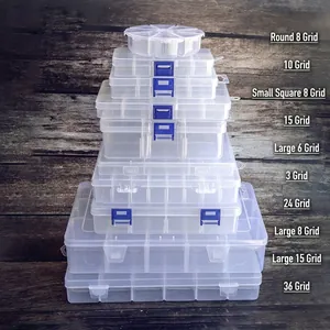 Clear Plastic Desktop Storage Box With Adjustable Compartments Removable Dividers PP Organizer For Jewelry Fishing Gear Cosmetics