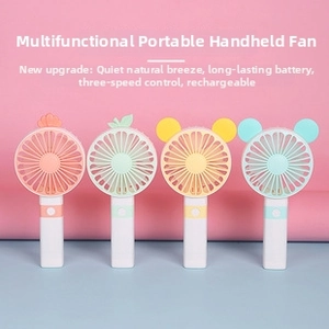 Mini portable handheld fans in four colors with cute carrot and leaf shaped ears