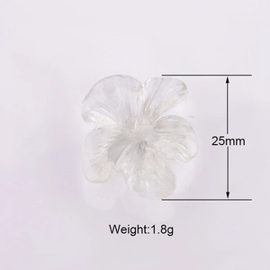 25mm clear 3D resin flower charm for DIY earrings and phone case jewelry making