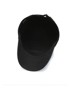 Detail view of cotton military cap interior showing the 100% cotton tag and metal buckle