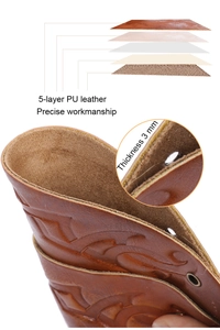 Detail of 5-layer 3mm thick PU leather structure with embossed texture for Viking armor