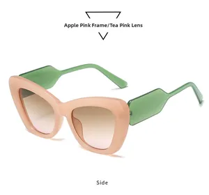 Cat-Eye-Sonnenbrille mit pfirsichrosa Rahmen und Teerosa Verlaufsgeläsern