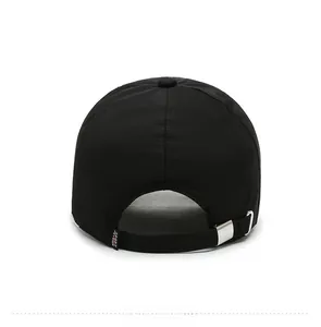 Detail view of quick-dry sun hat back with Sport Fashion tag and metal adjustment buckle