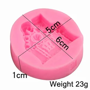 Pink silicone castle mold for DIY chocolate fondant cake decoration measuring 5x6x1cm