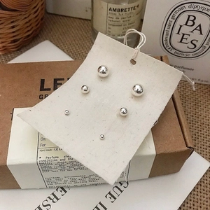 925 Sterling Silver Ball Stud Earrings Minimalist Geometric Polished High Shine Elegant Jewelry For Women Girls