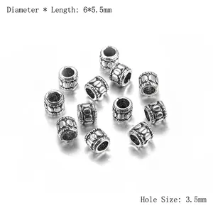 Détail de perles d'espacement en alliage de 6mm avec trou de 3,5mm pour bijoux DIY