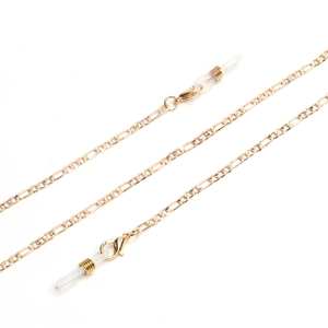 Golden Figaro chain glasses strap with non-slip silicone loops and lobster clasps