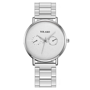 Ultrathin silver steel business watch with white textured dial and date display