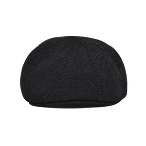 Men's black knitted mesh ivy cap with solid color breathable texture for summer