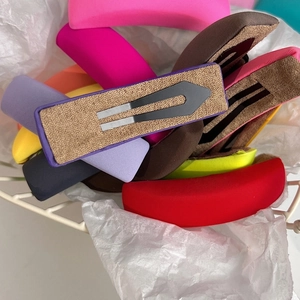 Colorful fabric sponge hair clips in various shapes and vibrant dopamine shades