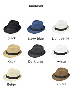 Gedetailleerde kleurweergave van linnen fedora zonnehoeden voor heren in acht kleuren