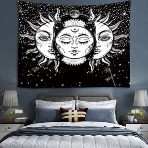 Tenture murale bohème soleil lune et crâne pour décoration intérieure murale