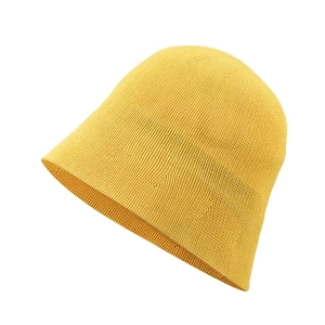 Women Knit Bucket Hat Solid Color Soft Milk Satin Sunshade Fisherman Hat Retro Korean Style