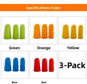 Silicone finger protectors in five colors featuring non-slip texture and high elasticity