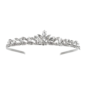 Diadème de mariée argenté élégant avec zircons scintillants pour coiffure de fête