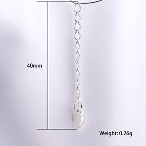 S925 sterling silver heart tag extender chain 40mm length for jewelry DIY making