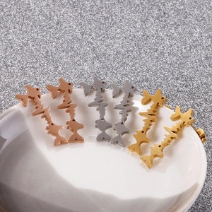 Dolphin heartbeat stainless steel stud earrings in rose gold, silver, and gold finishes